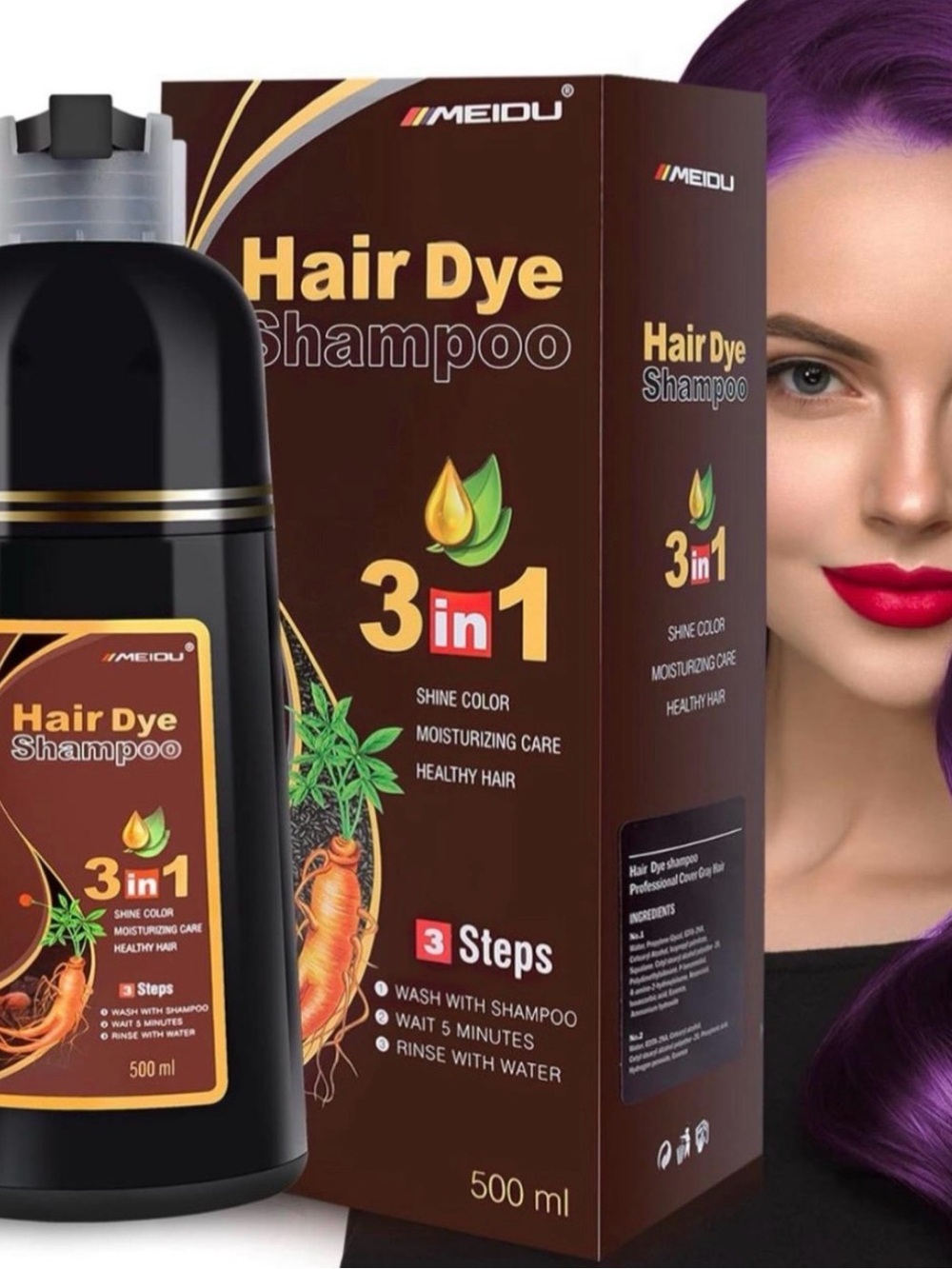 3-in-1 Hair Dye Shampoo - Purple